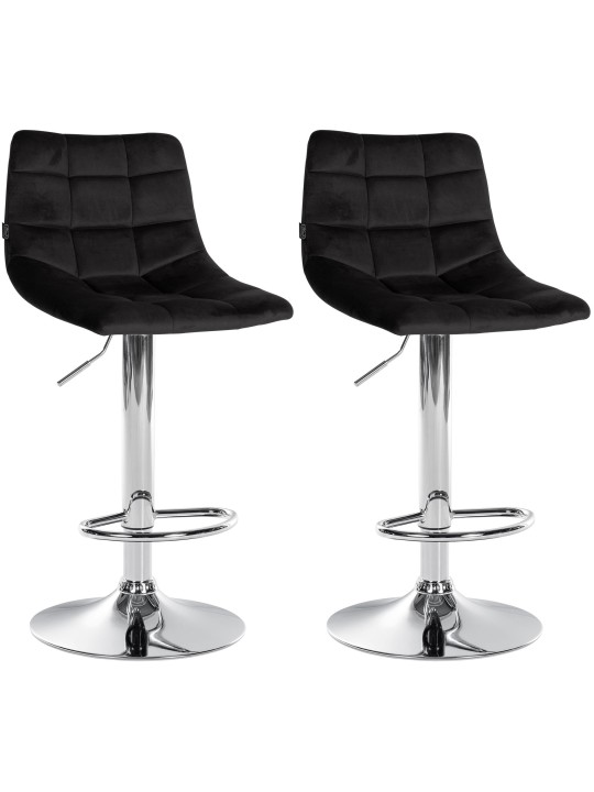Conjunto de 2 bancos altos Jerry veludo cromado, preto