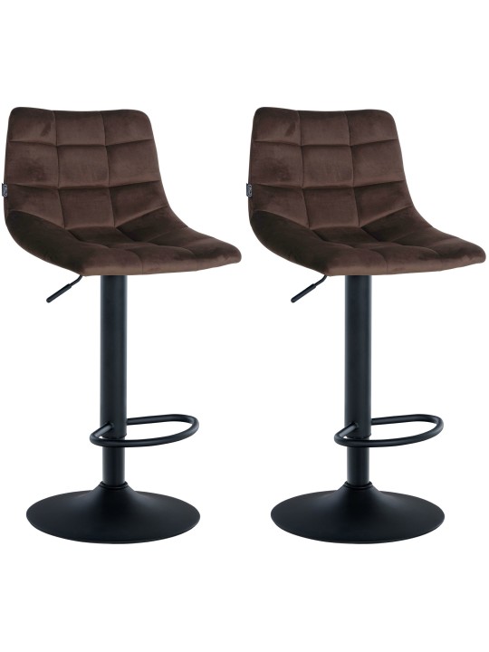 Conjunto de 2 bancos altos em veludo Jerry, castanho
