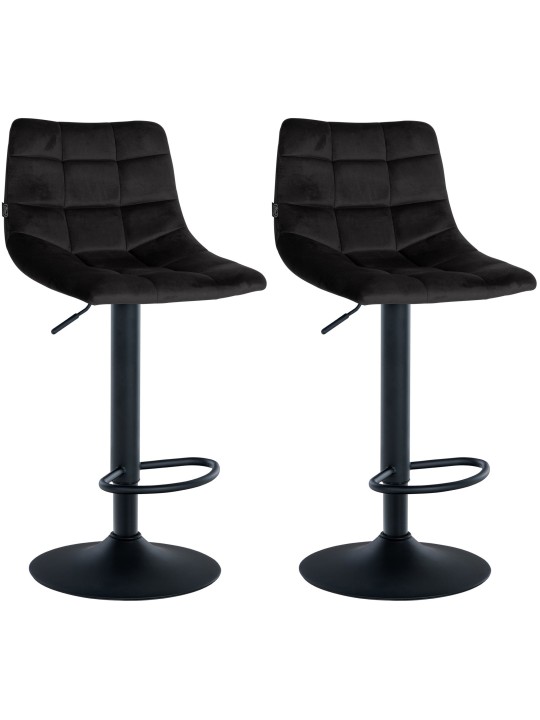 Conjunto de 2 bancos altos em veludo Jerry, preto
