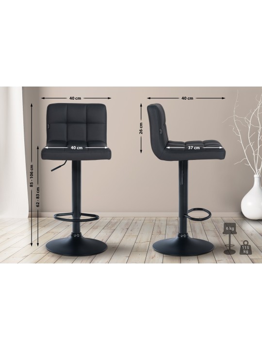 Banqueta alta Feni couro sintético, preto