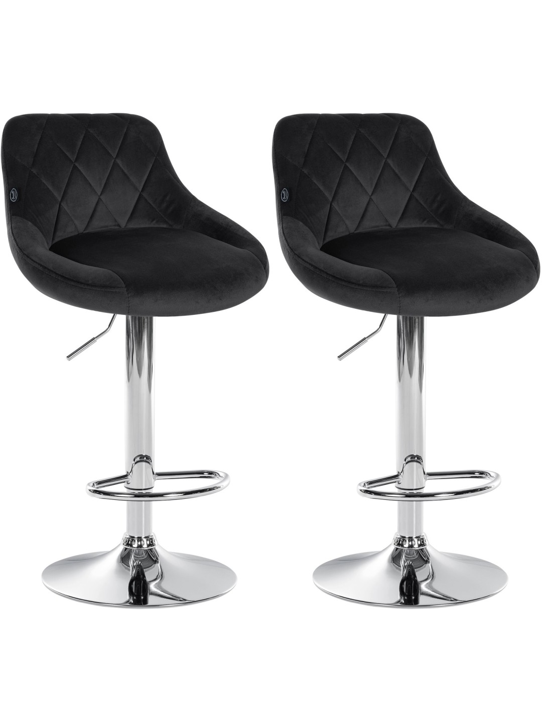 Conjunto de 2 bancos altos Lazio veludo cromado, preto