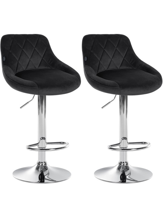 Conjunto de 2 bancos altos Lazio veludo cromado, preto