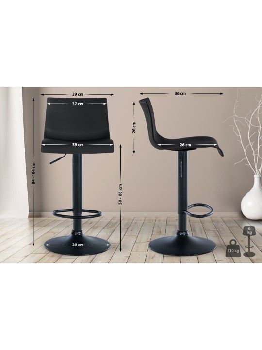 Banqueta alta Branford plástico, preto Banqueta alta Branford plástico, preto
