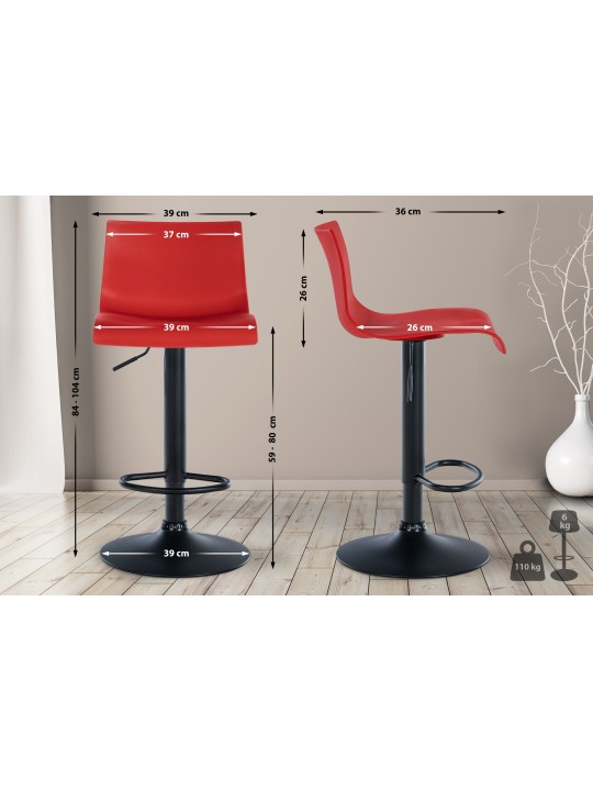 Banqueta alta Branford plástico, vermelho