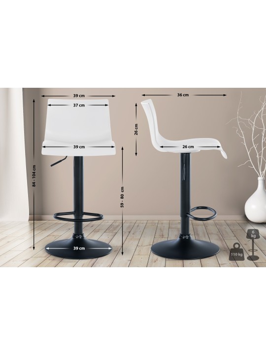 Banqueta alta Branford plástico, branco