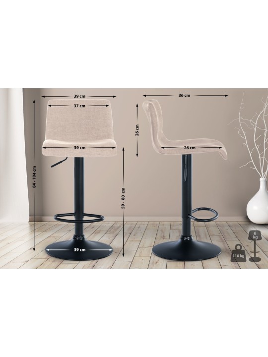 Conjunto de 2 bancos altos em tecido Branford, creme Conjunto de 2 bancos altos em tecido Branford, creme