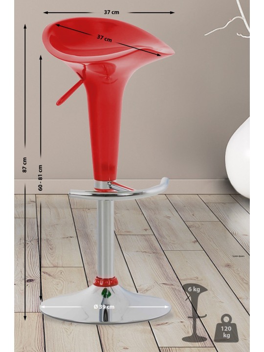 Banqueta alta Sela, vermelho