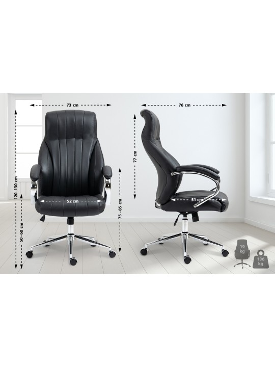 Cadeira de escritório em couro legítimo Wigan, preto