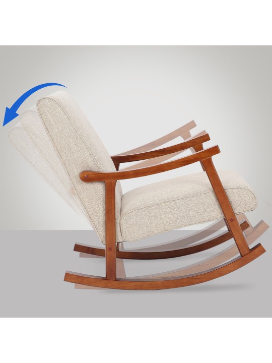 Cadeira de balanço Morelia tecido nogueira, creme