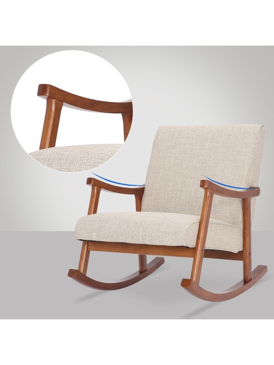 Cadeira de balanço Morelia tecido nogueira, creme