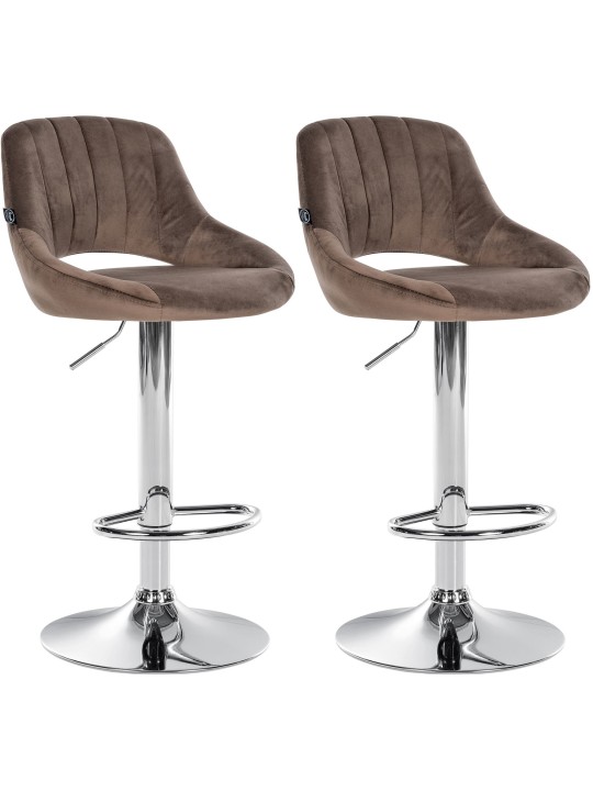 Conjunto de 2 bancos altos Milet veludo C, castanho