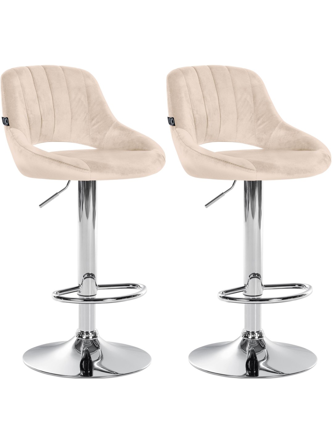 Conjunto de 2 bancos altos Milet veludo C, creme