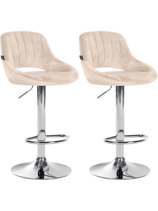 Conjunto de 2 bancos altos Milet veludo C, creme