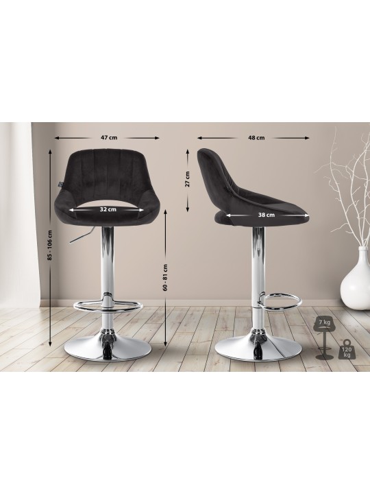 Conjunto de 2 bancos altos Milet veludo C, preto