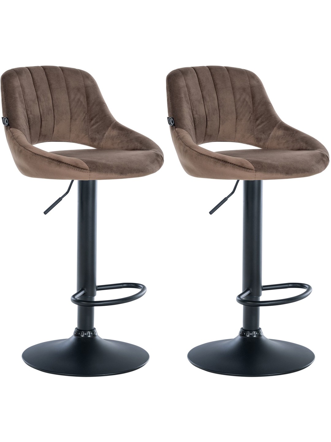 Conjunto de 2 bancos altos Milet veludo B, castanho