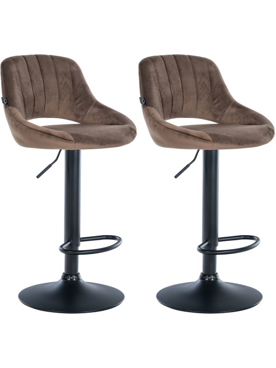 Conjunto de 2 bancos altos Milet veludo B, castanho