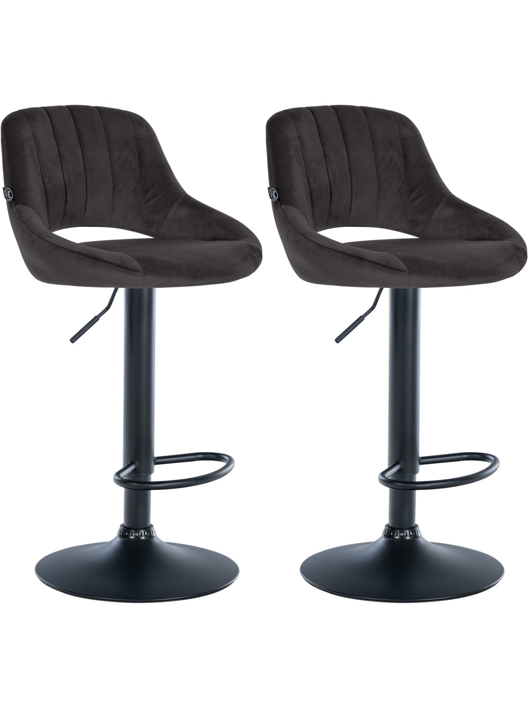 Conjunto de 2 bancos altos Milet veludo B, preto