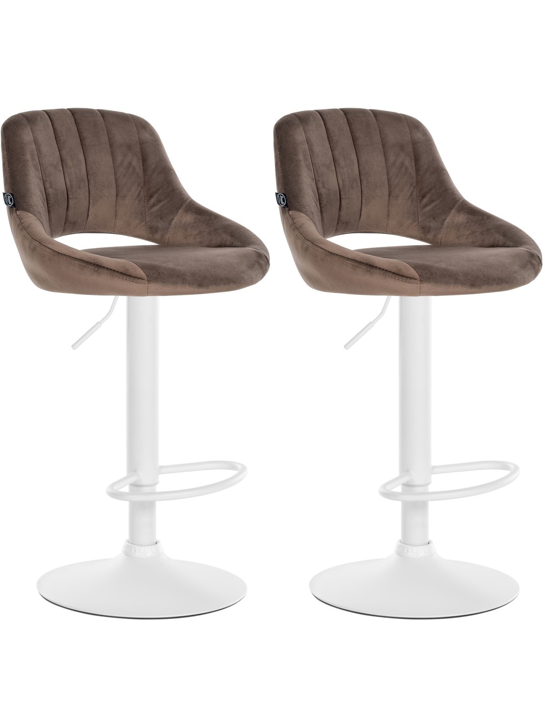 Conjunto de 2 bancos altos Milet veludo W, castanho