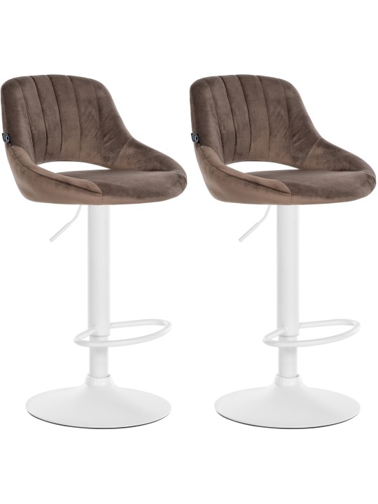 Conjunto de 2 bancos altos Milet veludo W, castanho