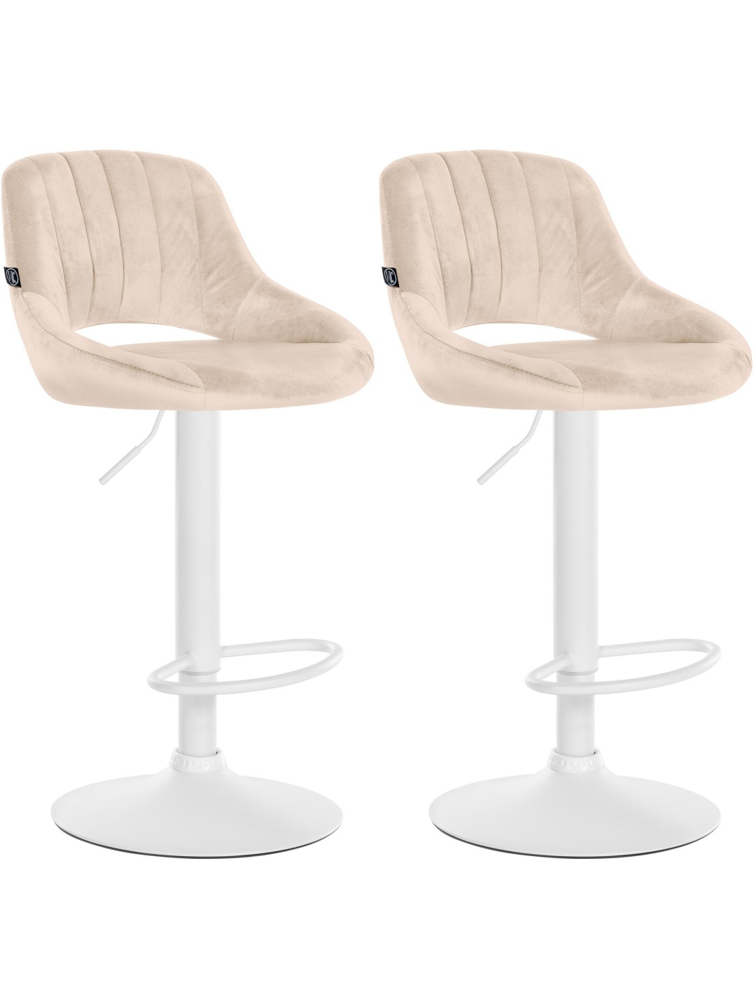 Conjunto de 2 bancos altos Milet veludo W, creme