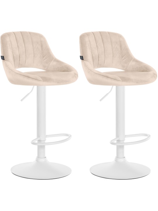 Conjunto de 2 bancos altos Milet veludo W, creme