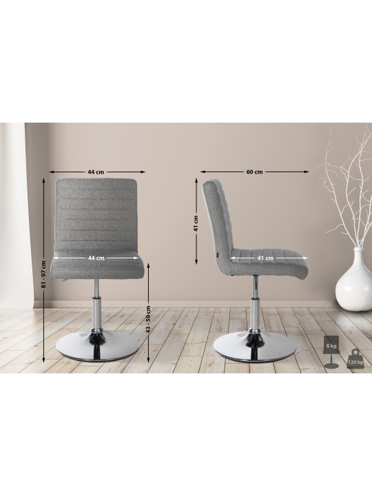 Conjunto de 2 cadeiras de jantar em tecido Elvas, cinza
