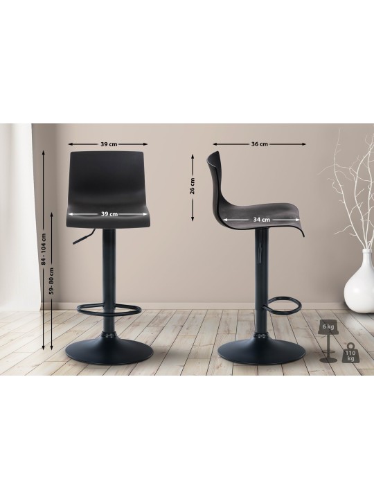 Banqueta alta Hoover B, preto