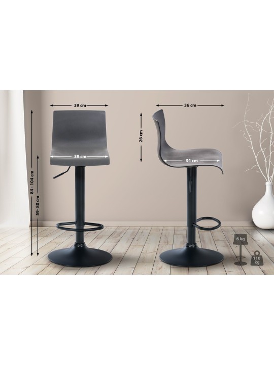 Banqueta alta Hoover B, cinza