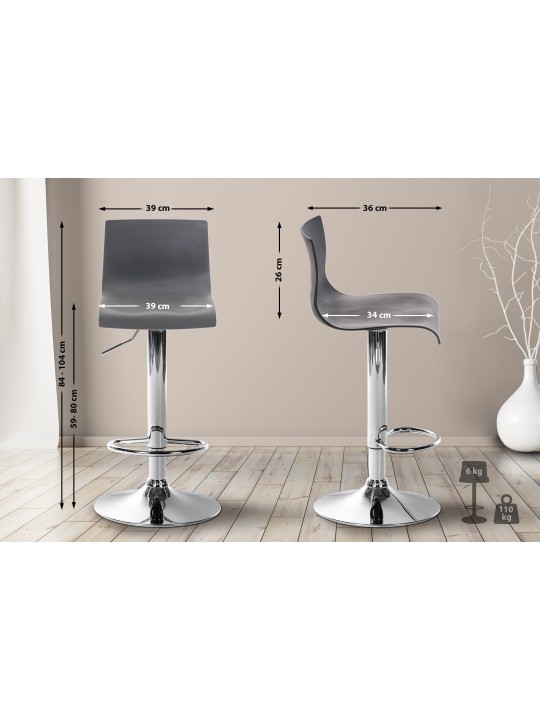 Banqueta alta Hoover C, cinza