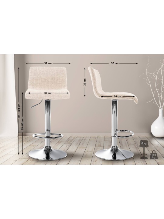Banqueta alta Hoover tecido C, creme