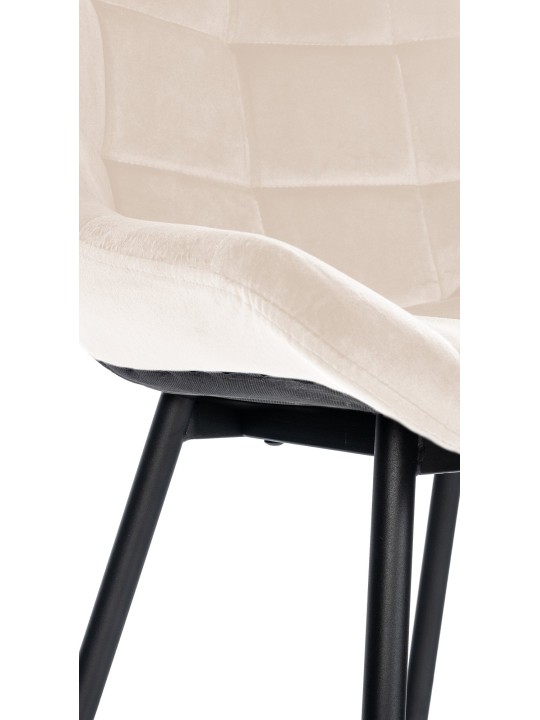 Banqueta alta Weston veludo, creme