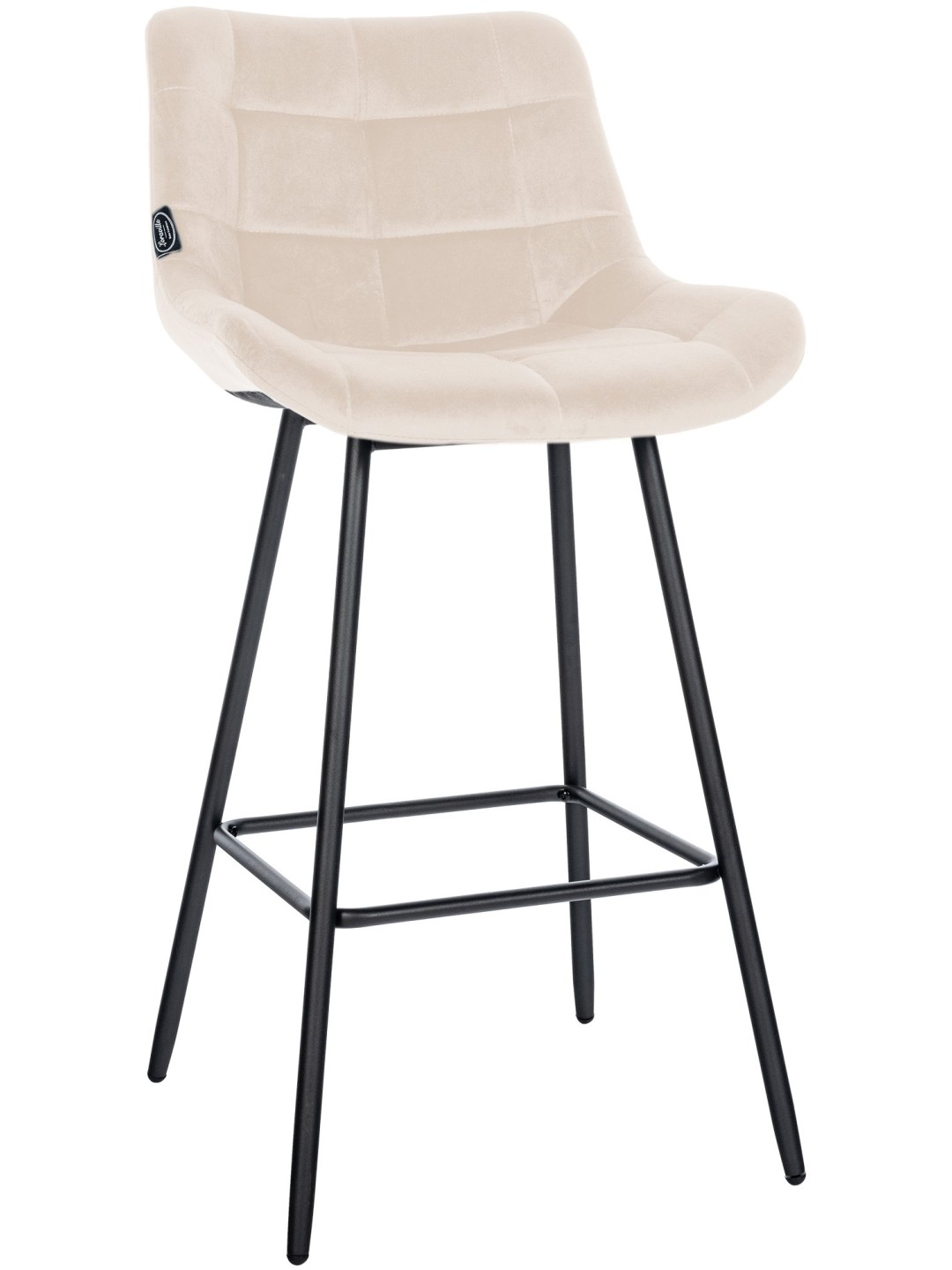 Banqueta alta Weston veludo, creme
