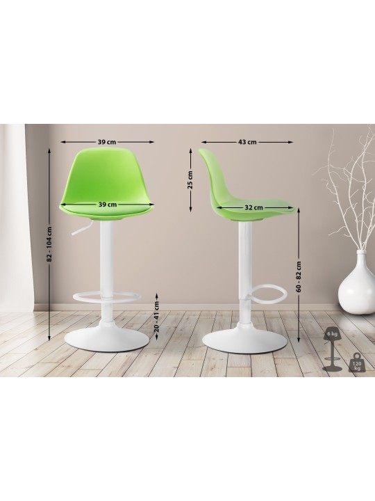 Banqueta alta Kiel couro sintético, verde