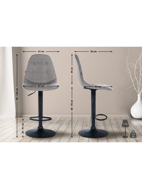 Banqueta alta Elmore tecido B, cinza