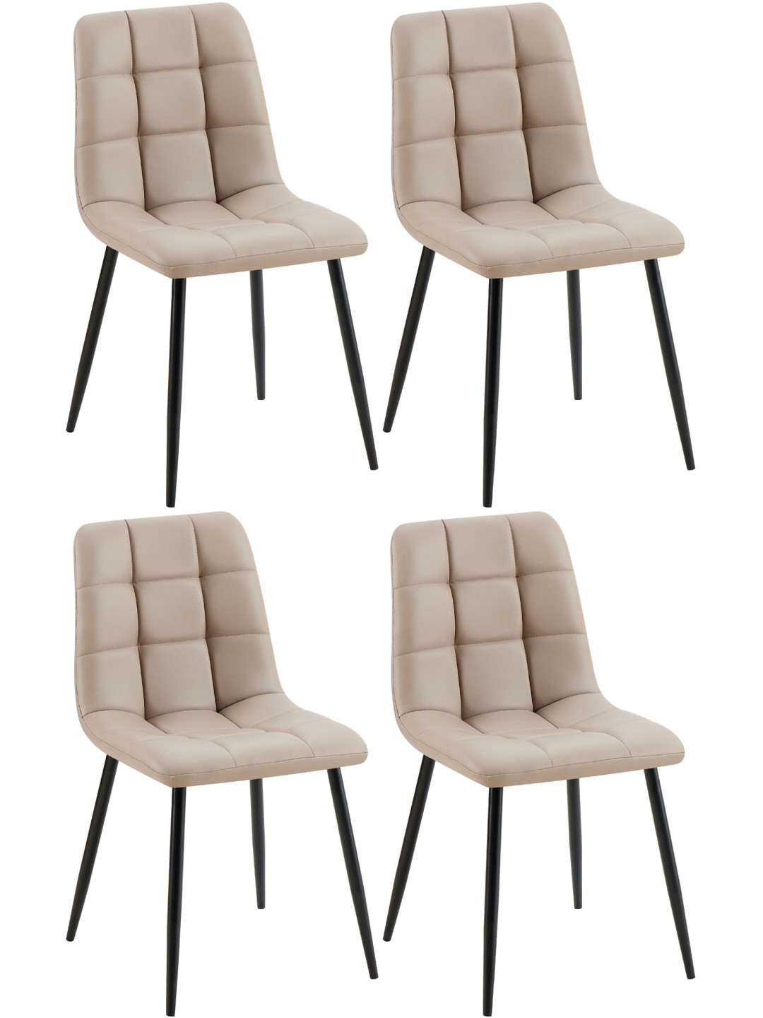 Conjunto de 4 cadeiras de jantar Antibes couro sintético, taupe