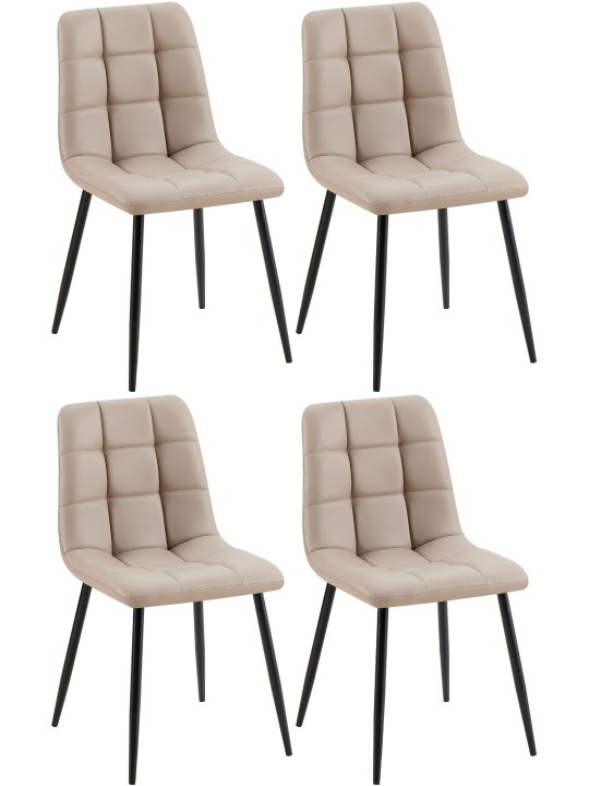 Conjunto de 4 cadeiras de jantar Antibes couro sintético, taupe