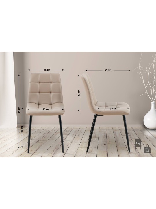 Conjunto de 4 cadeiras de jantar Antibes couro sintético, taupe