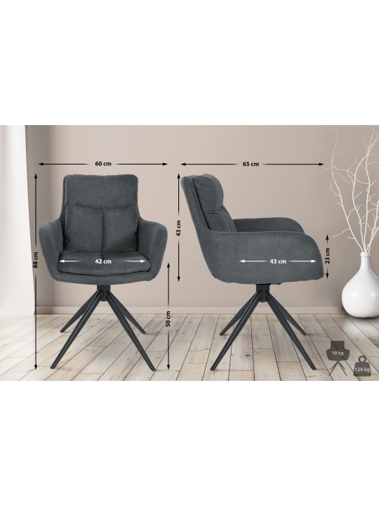 Cadeira de jantar Vilas em tecido, cinza escuro