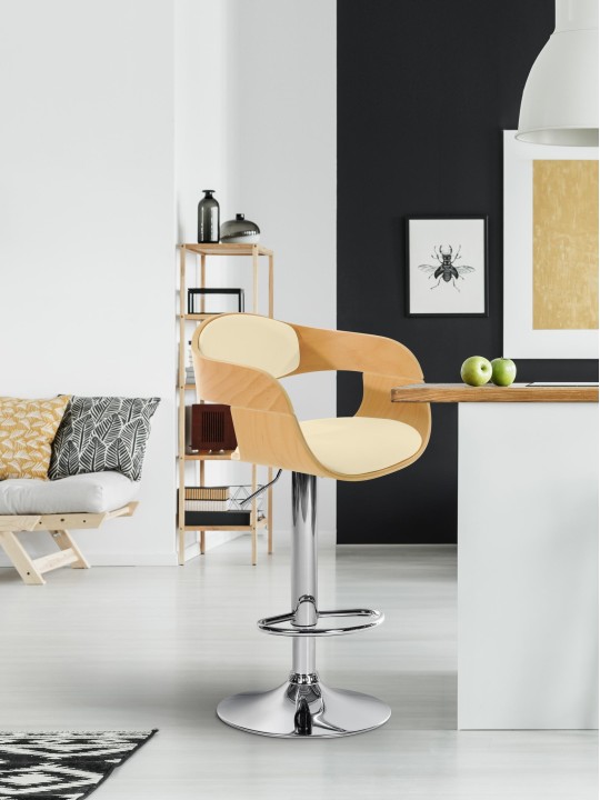 Banqueta de bar Kingston C, natural/creme