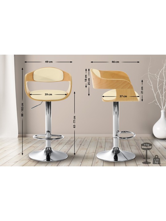 Banqueta de bar Kingston C, natural/creme