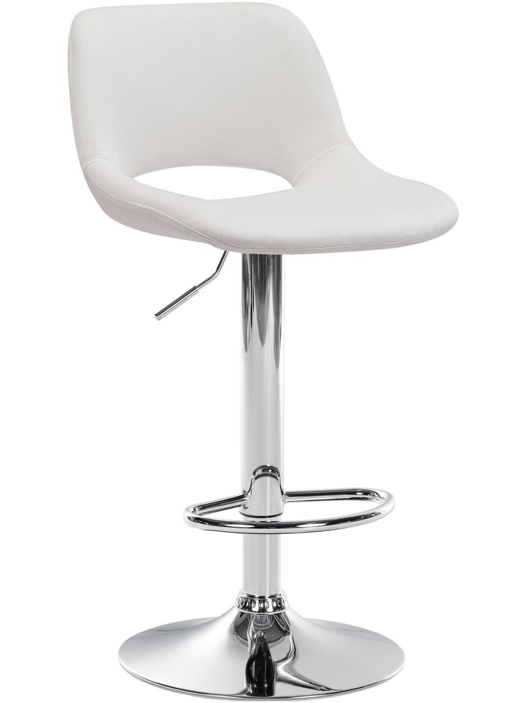 Banqueta alta Camden veludo cromado, creme