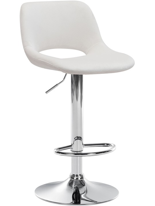 Banqueta alta Camden veludo cromado, creme