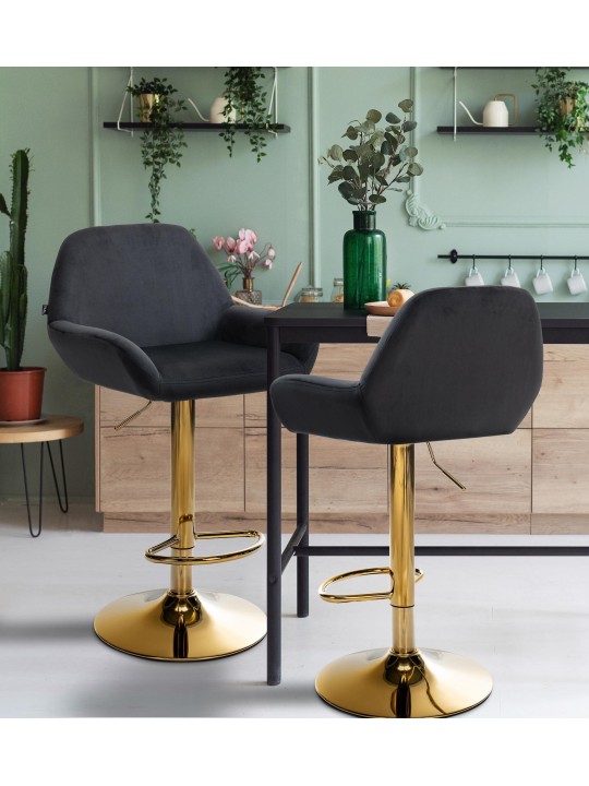 Banqueta alta Braga veludo dourado, preto Banqueta alta Braga veludo dourado, preto