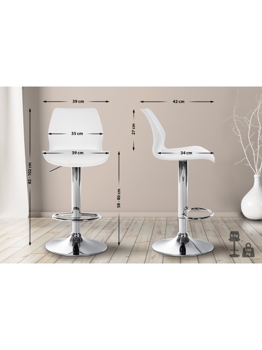 Banqueta alta Gilbert plástico, branco