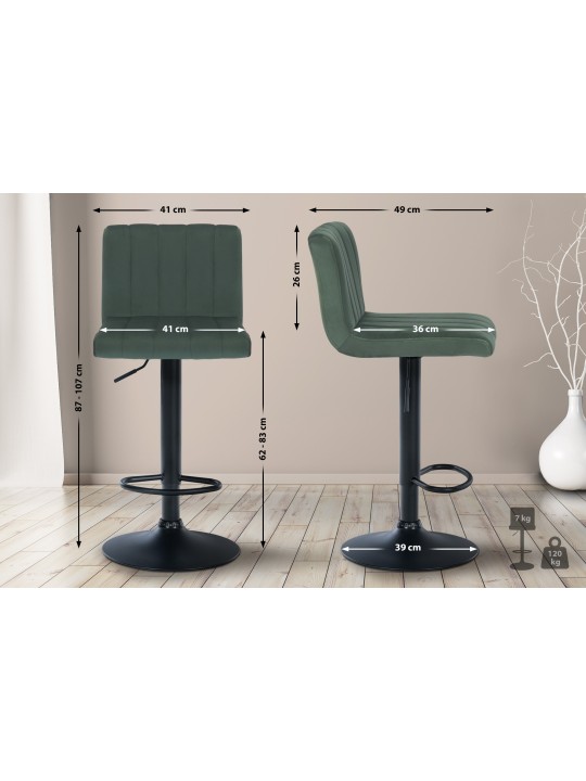 Banqueta alta Jamie veludo, verde