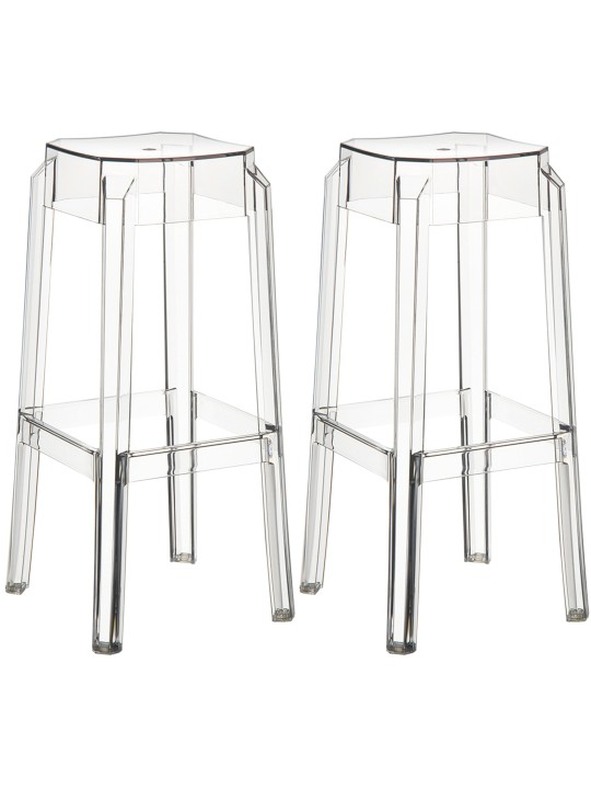 Conjunto de 2 bancos altos Fox, transparente Conjunto de 2 bancos altos Fox, transparente