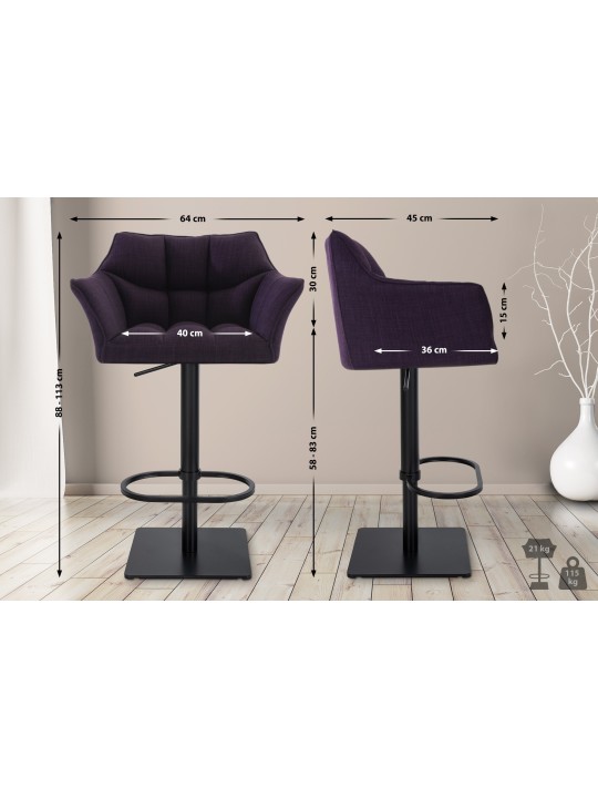 Conjunto de 2 bancos altos tecido Damaso, lilás Conjunto de 2 bancos altos tecido Damaso, lilás