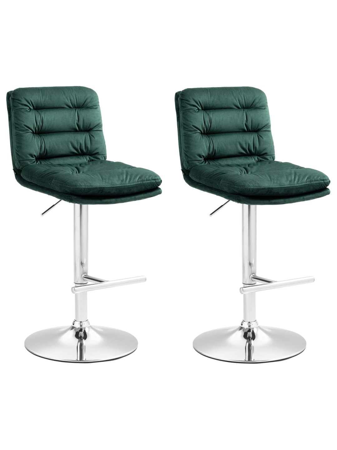 Conjunto de 2 bancos altos Damar veludo cromado, verde