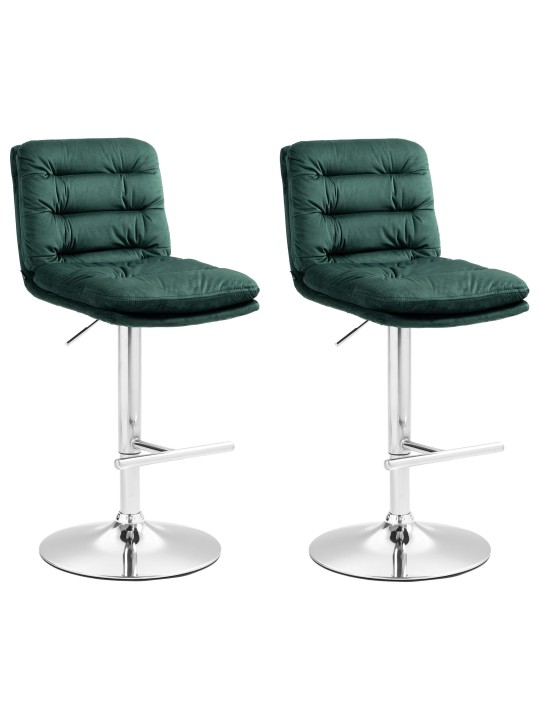 Conjunto de 2 bancos altos Damar veludo cromado, verde Conjunto de 2 bancos altos Damar veludo cromado, verde
