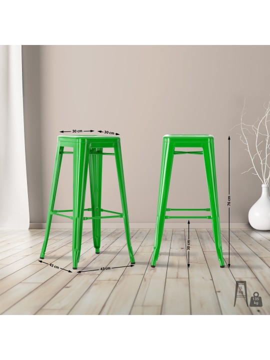 Conjunto de 2 bancos altos Joshua, verde